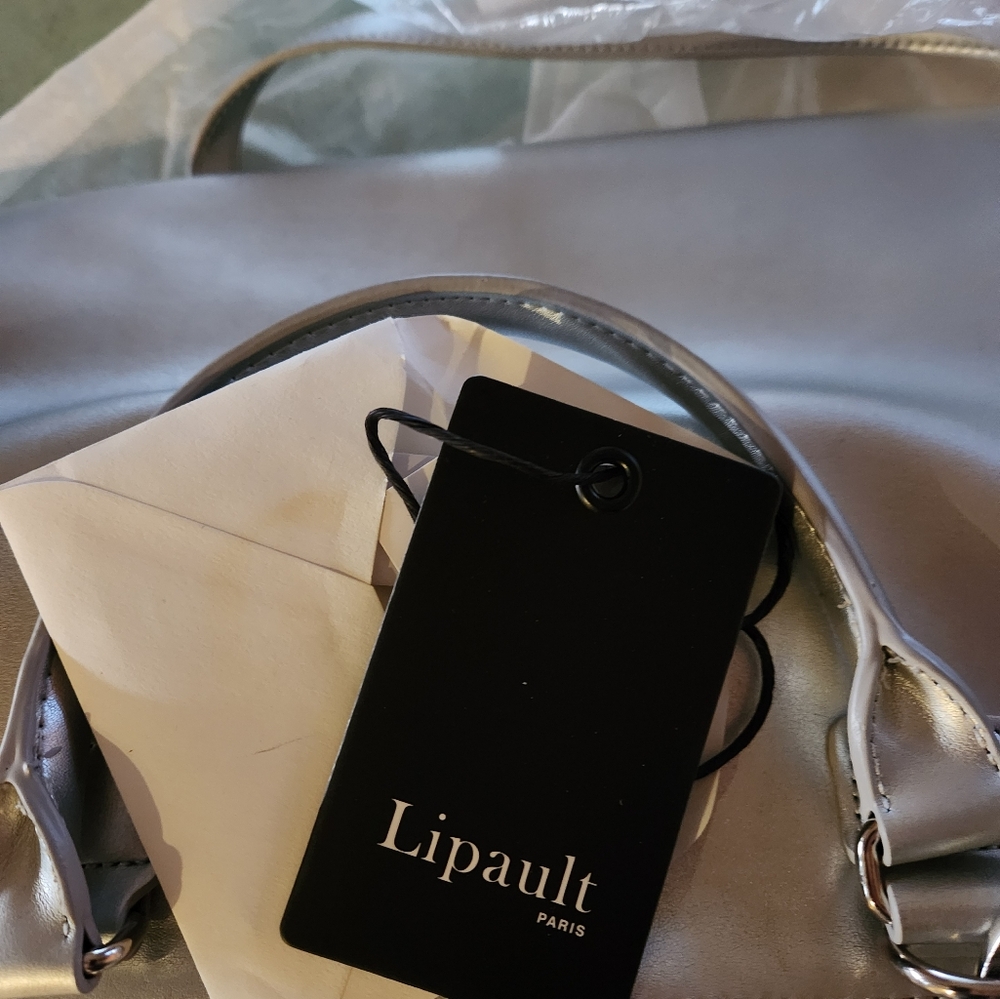 LIPAULT Paris Silver New Bowling Bag Tote + Wallet - Picture 8 of 11